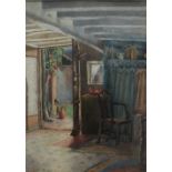 E S Firth Interior scene Watercolour Signed 26.