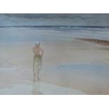 Sir William Russell Flint A semi naked maiden on a beach A limited edition print No 490/850 with