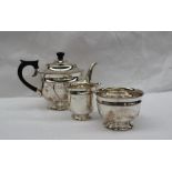 A George VI silver three piece teaset Sheffield,