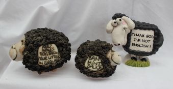 A John Hughes pottery Grogg of a sheep inscribed 'Keep Wales tidy, throw your litter in England',