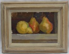 Sarah Spackman Three Pears Oil on canvas Initialled and dated '93, Label verso 19.