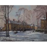 Donald H Floyd Bulwark house in the snow Oil on canvas Signed and inscribed verso 70 x 90.