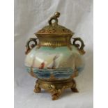 A Royal Worcester porcelain pot pourri vase and cover,