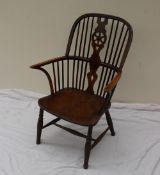 A 19th century yew and elm Windsor chair,