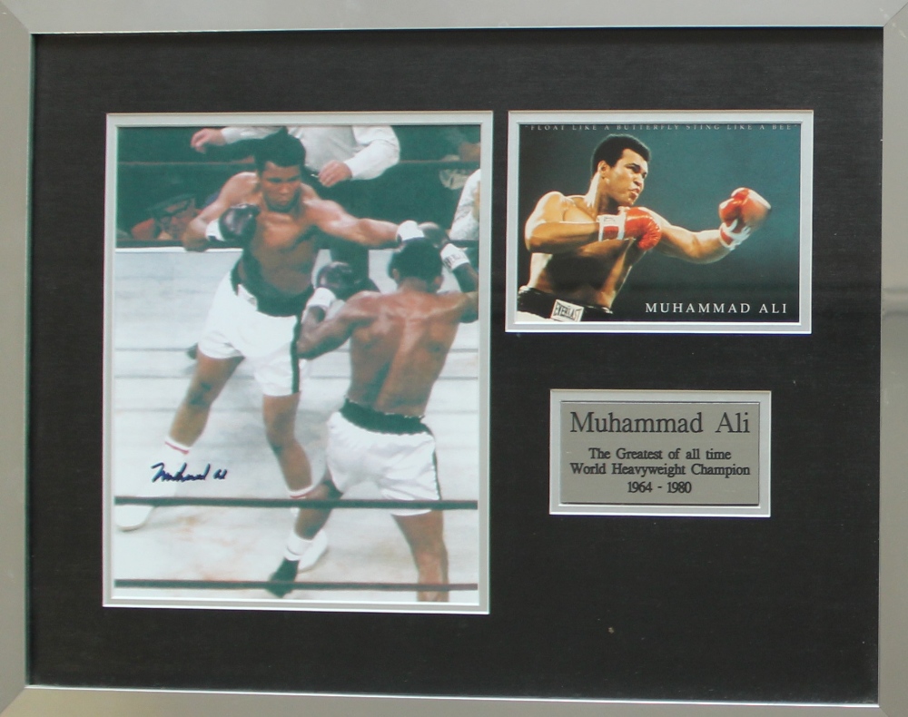 Muhammad Ali - a signed colour photograph with another colour photograph and plaque inset "Muhammed - Image 2 of 6