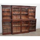 A 19th century mahogany breakfront library bookcase,