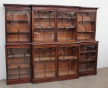 A 19th century mahogany breakfront library bookcase,