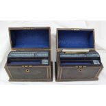 A pair of domed gilt leather stationery boxes,
