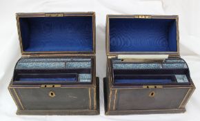A pair of domed gilt leather stationery boxes,