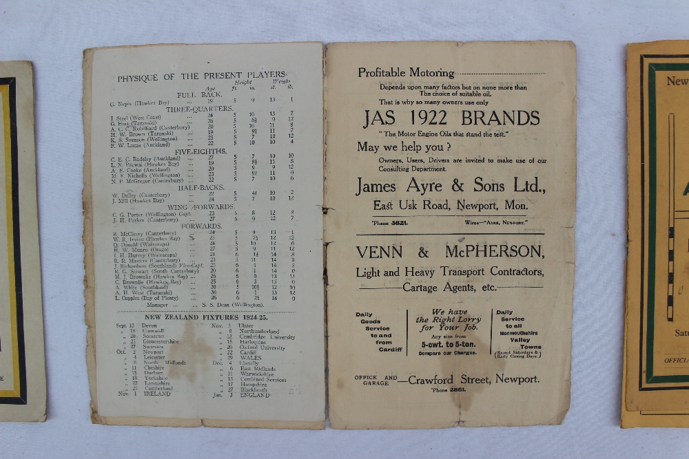 A 1924 Newport v New Zealand All Blacks Invincibles rugby programme - played at The Athletic Ground - Image 12 of 14