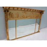 A Victorian gilt decorated overmantle mirror,