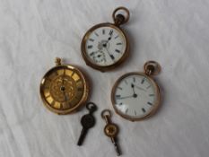 A 9ct yellow gold fob watch, with an enamel dial and Roman numerals inscribed Grenfell Frazier & Co,