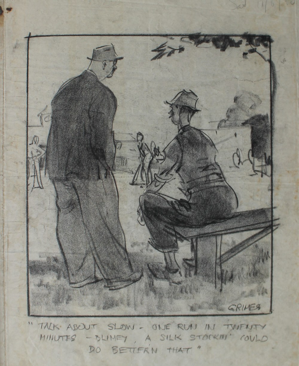 Leslie Grimes A set of eight pencil sketches with text for publication, - Image 7 of 18