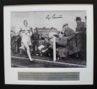 Sir Roger Bannister CBE a limited edition signed black and white photograph mounted up with an