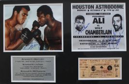 Muhammed Ali - a montage of a replica photograph of Ali and Joe Frazier together with two other