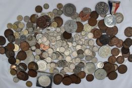 A collection of coins including six pence's,