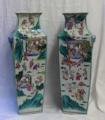 A pair of 19th century Chinese porcelain vase, of square tapering form,