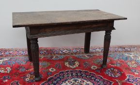 A 17th century oak side table,