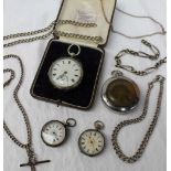 Three silver Albert watch chains,