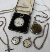 Three silver Albert watch chains,