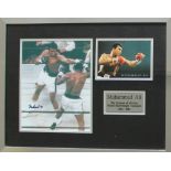 Muhammad Ali - a signed colour photograph with another colour photograph and plaque inset "Muhammed