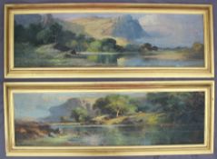 Francis "Frank" Carter Landscape scene oil on canvas 26 x 94cm Together with a matching painting