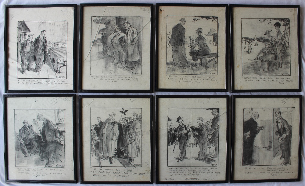 Leslie Grimes A set of eight pencil sketches with text for publication,