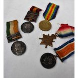 A Victorian Boer War medal with clasps for South Africa 1901, South Africa 1902,