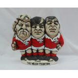 A John Hughes pottery Grogg 'The Welsh Front Row, Price, Windsor and Faulkner',