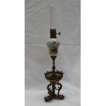 A miniature champleve enamel decorated oil lamp,
