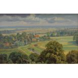 Christopher Osborne Above Alfriston Oil on board Signed and inscribed verso 18 x 28cm