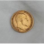 An Edward VII gold half sovereign,