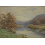 Alfred Robert Quinton The Wye at Llandogo Watercolour Signed 26 x 36cm