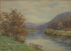 Alfred Robert Quinton The Wye at Llandogo Watercolour Signed 26 x 36cm