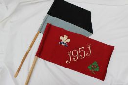 1951 - a touch judge flag for Wales v Ireland, red to one side,