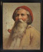 Forlenza Head and shoulders portrait of a bearded gentleman with a pipe Oil on canvas Signed 25.