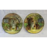 A pair of Royal Doulton plates, transfer and infil decorated in the 'Gaffers' pattern,