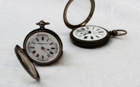 A continental white metal open faced pocket watch,