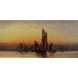 A J Cole Shoreham Harbour Oil on canvas Initialled 19 x 39.