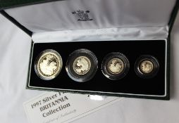 A 1997 silver proof Britannia coin collection, including £2, £1, 50p, 20p,