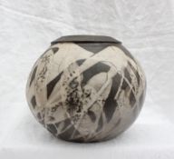 Studio pottery by Barbara Ineson - A large pottery vase of Globular form decorated in browns and