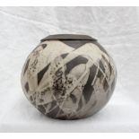 Studio pottery by Barbara Ineson - A large pottery vase of Globular form decorated in browns and