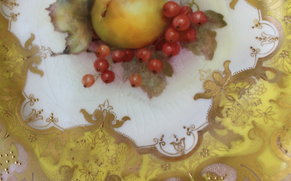 A set of three Royal Worcester porcelain cabinet plates painted with peaches and gooseberries by - Image 21 of 22
