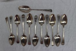 A pair of late George III silver table spoons, London,