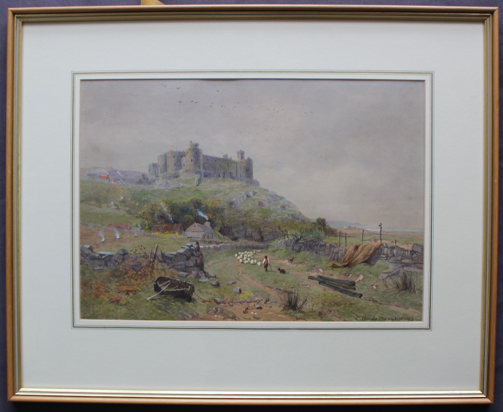 Charles Brook Branwhite 1851-1929 A grey day at Harlech, - Image 2 of 4