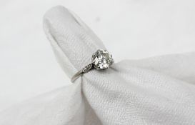 A solitaire diamond ring, the round old cut diamond approximately 1.