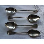 A Victorian silver table spoon, Exeter, 1841, together with three other silver table spoons,