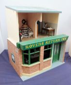 Dolls House - "Rovers Return Inn" fitted out as bar with figures, piano etc,
