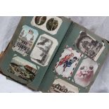 An Art Nouveau style postcard album, containing circa 400 postcards including scenes of Glasgow,