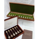 A cased set of ten John Pinches flower spoons,